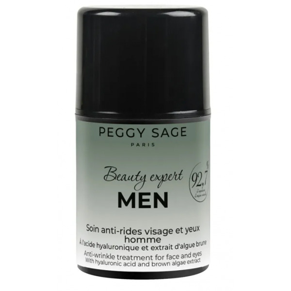 Peggy Sage Beauty Expert Men, krem przeciwzmarszczkowy do twarzy i oczu dla mężczyzn z kwasem hialuronowym i ekstraktem z alg brunatnych, 50ml