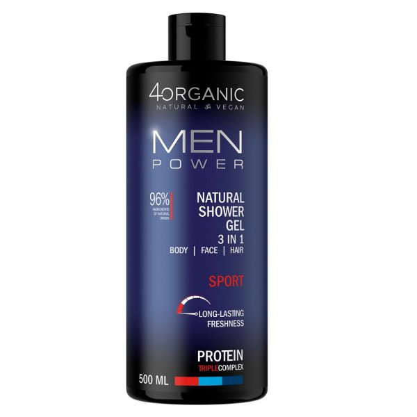 4organic Men Power naturalny żel pod prysznic 3w1 Sport 500ml