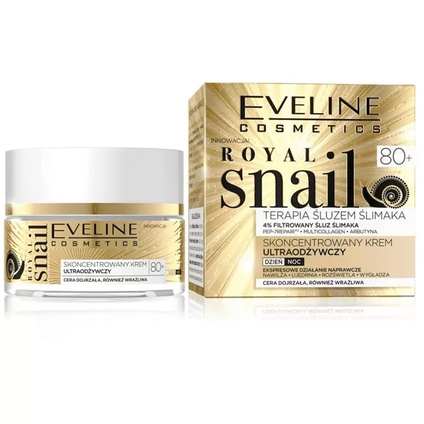 Eveline Royal Snail, skoncentrowany krem ultraodżywczy do twarzy 80+,