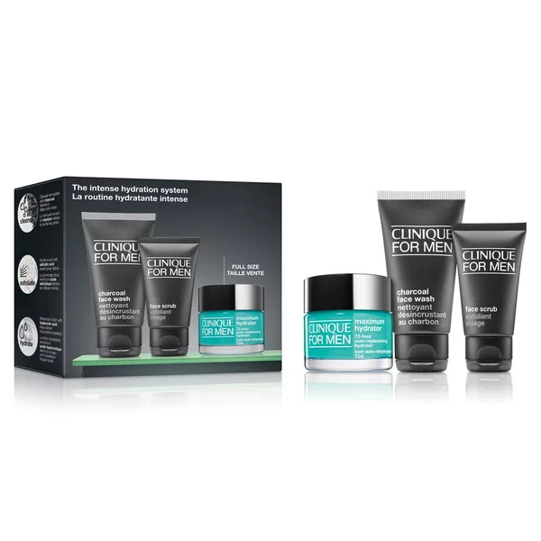 Clinique The Intense Hydration System zestaw krem do twarzy 50ml + peeling do twarzy 30ml + żel do mycia twarzy 50ml