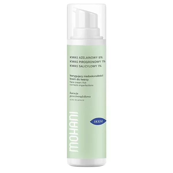 Mohani Derm krem korygujący do cery trądzikowej z kwasem azelainowym 5% kwasem pirogronowym 1% i kwasem salicylowym 1% 50ml