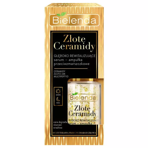 Bielenda Złote Ceramidy Głęboko Rewitalizujące Serum - Ampułka Przeciwzmarszczkowe Dzień/ Noc, 15ml