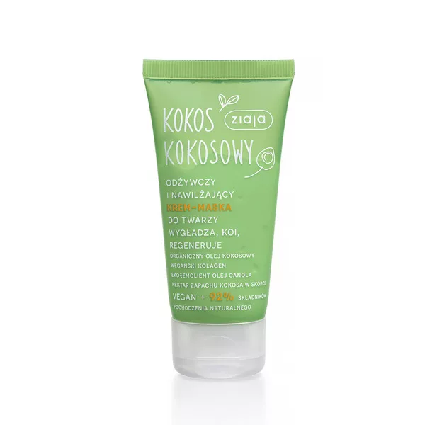 Ziaja Kokos, kokosowy odżywczy i nawilżający krem-maska do twarzy, 50ml