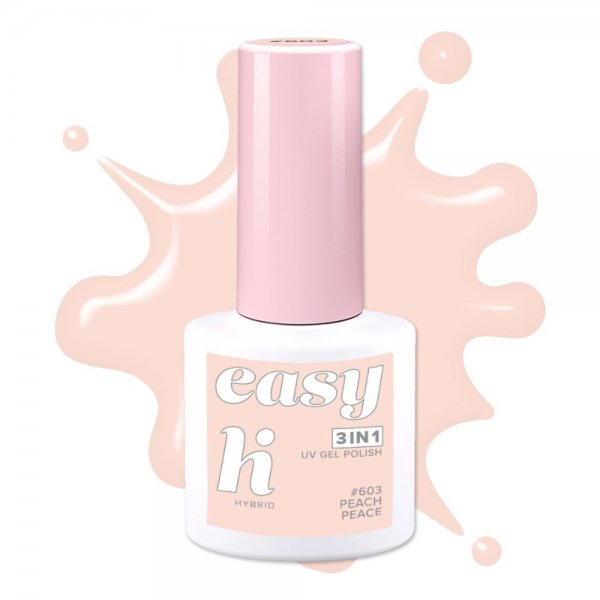 hi hybrid EASY 3in1, lakier hybrydowy, #603 Peach Peace, 5ml