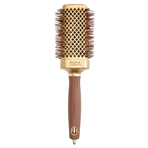 Olivia Garden Expert Blowout Straight, szczotka do prostowania i modelowania włosów, Wavy Bristles Gold&Brown 50mm