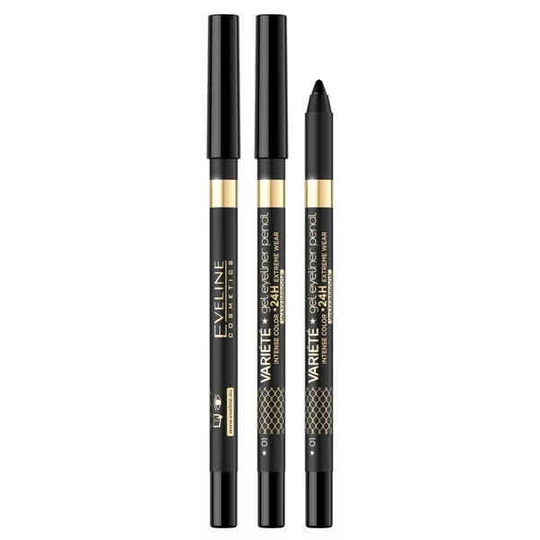Eveline Variété, wodoodporna żelowa kredka do oczu, 01 black