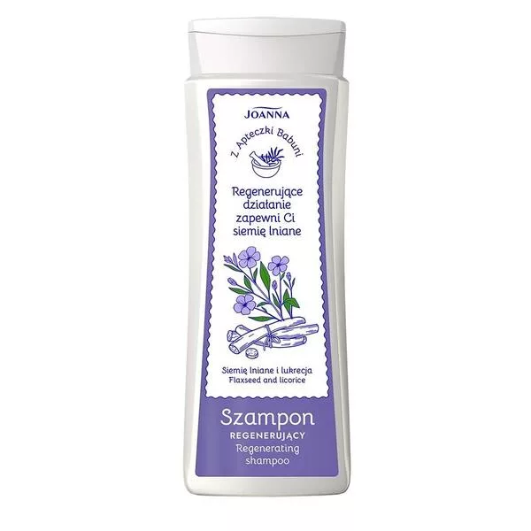 Joanna Z Apteczki Babuni, szampon regenerujący Siemię lniane i lukrecja, 300ml