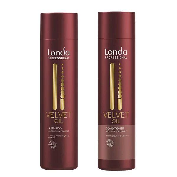 Londa Velvet Oil, zestaw regenerujący do włosów zniszczonych, szampon + odżywka