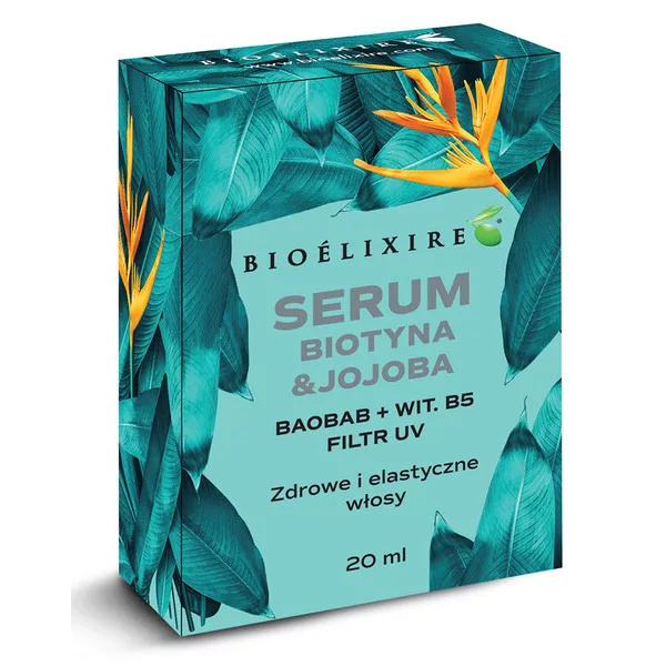Bioelixire, serum do włosów biotyna&jojoba, baobab + witamina B5, 20ml