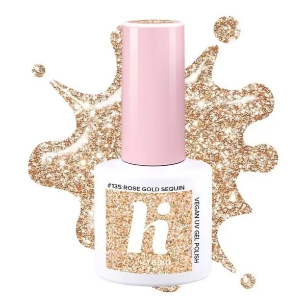 hi hybrid, lakier hybrydowy, #135 Rose Gold Sequin, 5ml