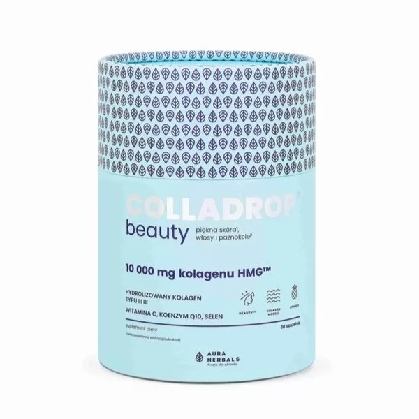 Aura Herbals Colladrop Beauty kolagen morski Hmg™ 10000 mg saszetki mojito na skórę włosy i paznokcie 30 sztuk