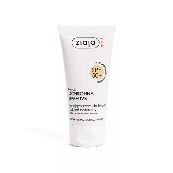 Ziaja Med Kuracja ochronna, SPF 50+ tonujący krem do twarzy odcień naturalny, 50ml