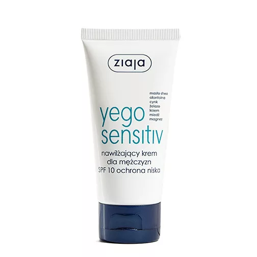Ziaja Yego Sensitiv, krem nawilżający z filtrem SPF10 dla mężczyzn, 50ml