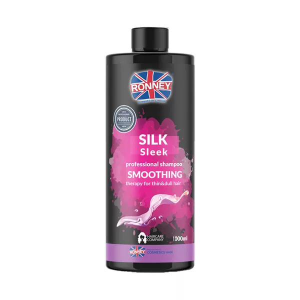 Ronney Professional Shampoo Smoothing Silk Sleek, Szampon wygładzający do włosów cienkich i matowych 1000ml