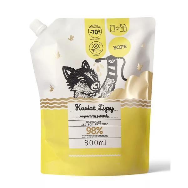 Yope, żel pod prysznic, Kwiat lipy, 800ml, refill
