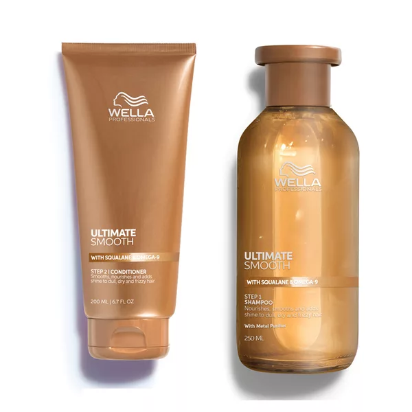 Wella Ultimate Smooth, zestaw wygładzający włosy, szampon + odżywka, 250ml + 200ml