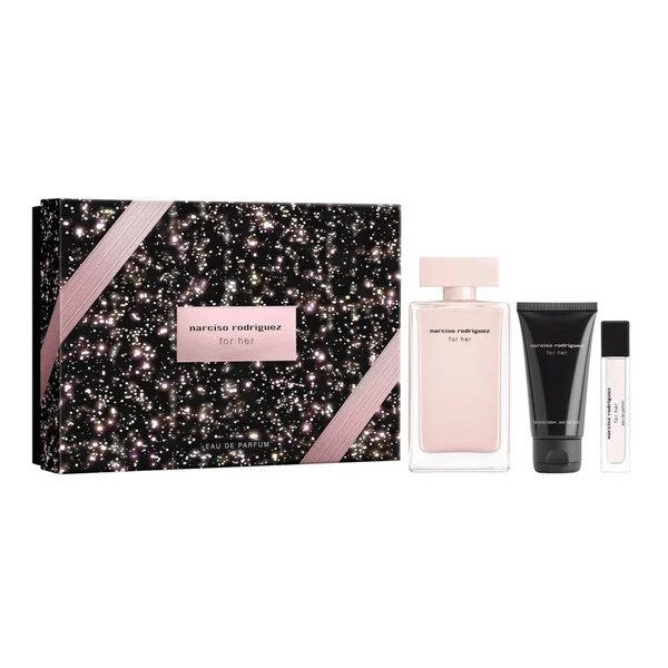 Narciso Rodriguez For Her zestaw woda perfumowana spray 100ml + woda perfumowana spray 10ml + balsam do ciała 50ml (W)