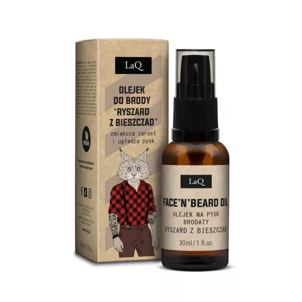 LaQ Ryszard z Bieszczad, olejek do pielęgnacji brody i skóry twarzy, czarny, 30ml