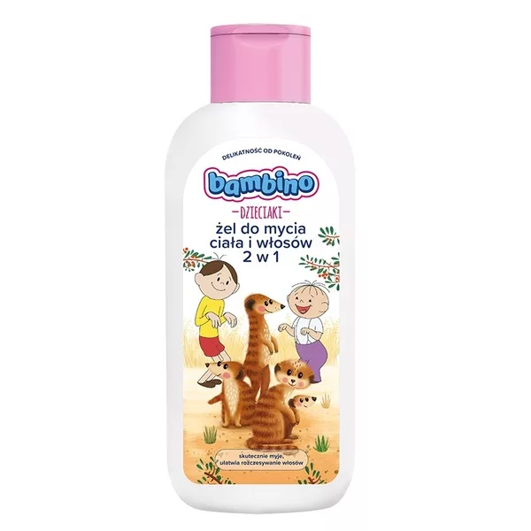 Bambino Dzieciaki żel do mycia ciała i włosów 2w1 dla dzieci, Bolek i Lolek Surykatki 400ml