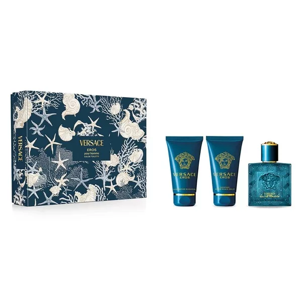 Versace Eros Pour Homme zestaw woda toaletowa spray 50ml + żel pod prysznic 50ml + balsam po goleniu 50ml (M)