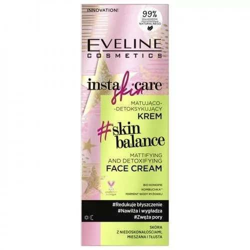 Eveline Insta Skin Care, matująco-detoksykujący krem na dzień i na noc, 50ml