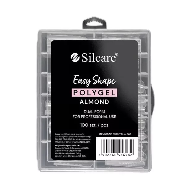 Silcare Easy Shape Polygel formy do akrylożelu Clear Dual Almond 100szt.