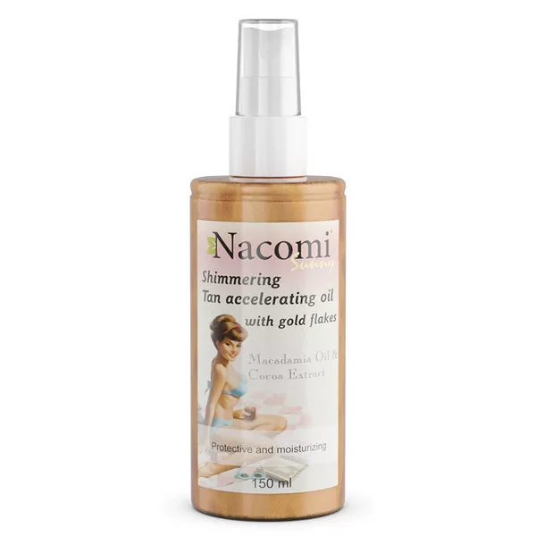 Nacomi, olejek ze złotymi drobinkami, przyspieszający opalanie, 150ml
