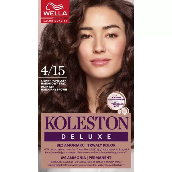 Wella Koleston Deluxe, farba do włosów, Ciemny Popielaty Mahoniowy Brąz, 4/15, 100ml