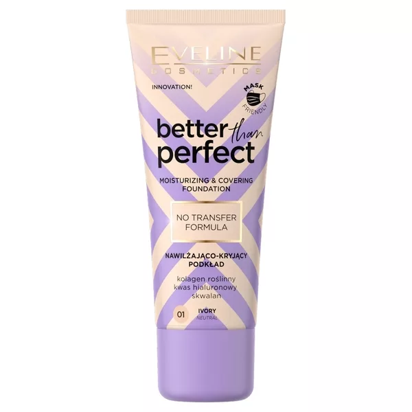 Eveline Better Than Perfect, nawilżająco-kryjący podkład z formułą no transfer, 01 ivory, 30ml