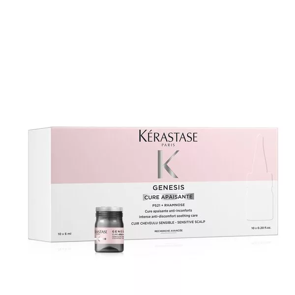 Kerastase Genesis, intensywna kuracja, wcierka kojąca dla wrażliwej skóry głowy, ampułki, 10x6ml