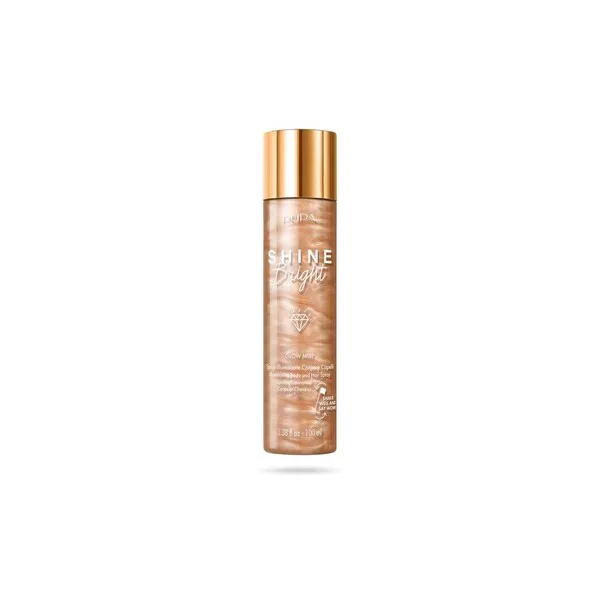 Pupa Shine Bright, rozświetlająca mgiełka do włosów i ciała, holo diamond, 100ml