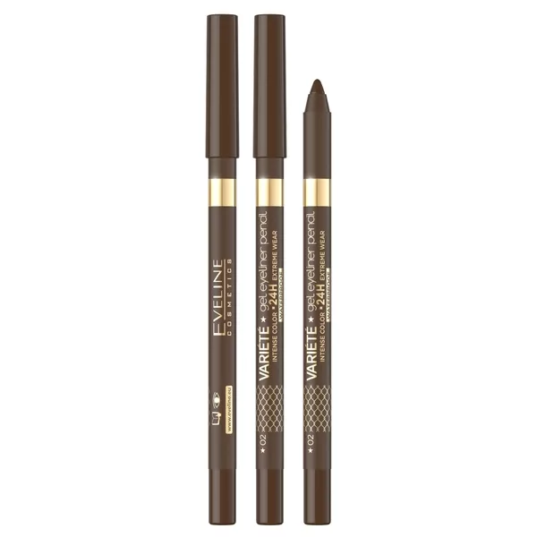 Eveline Variété, wodoodporna żelowa kredka do oczu, 02 brown