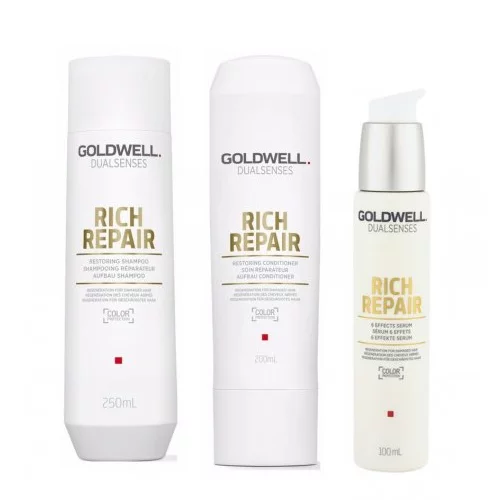 Goldwell Dualsenses Rich Repair, zestaw odbudowujący, szampon + odżywka + serum