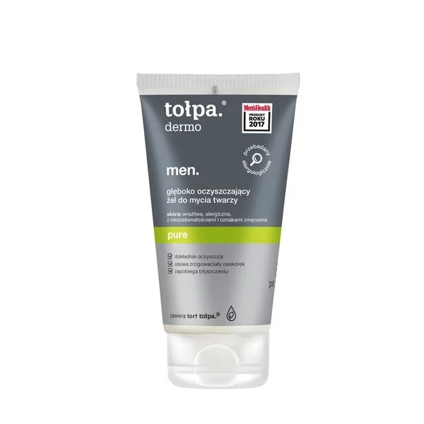 Tołpa Dermo Men, pure głęboko oczyszczający żel do mycia twarzy, 150ml