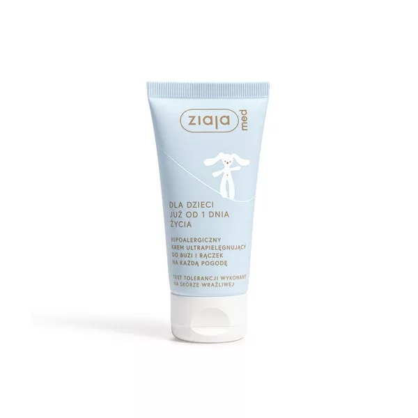 Ziaja Med dla dzieci, hipoalergiczny krem ultrapielęgnujący do buzi i rączek na każdą pogodę, 50ml