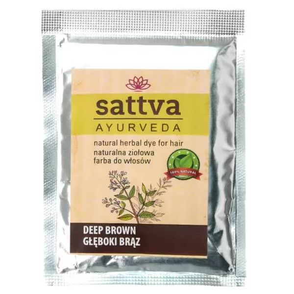Sattva Natural Herbal Dye for Hair naturalna ziołowa farba do włosów Deep Brown 10g