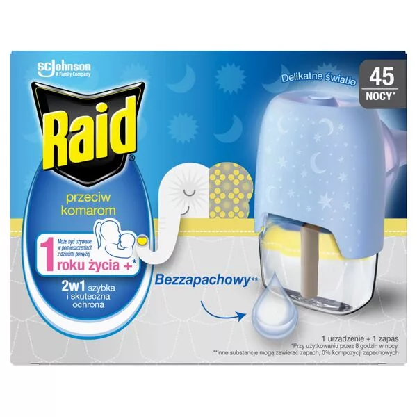 Raid Family, elektrofumigator z płynem owadobójczym, bezzapachowy, 27ml
