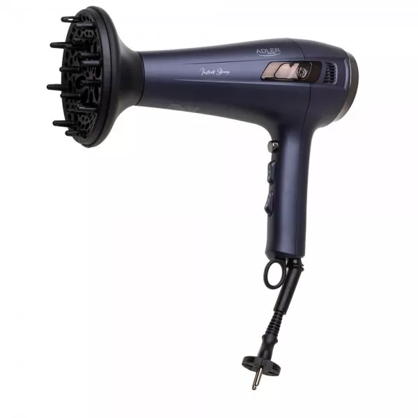 Adler Suszarka do włosów ze zwijanym przewodem + dyfuzor 2400W AD 2273 Fioletowa