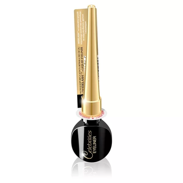 Eveline Celebrities, ultraprecyzyjny eyeliner w kałamarzu z widelash, czarny, 3ml