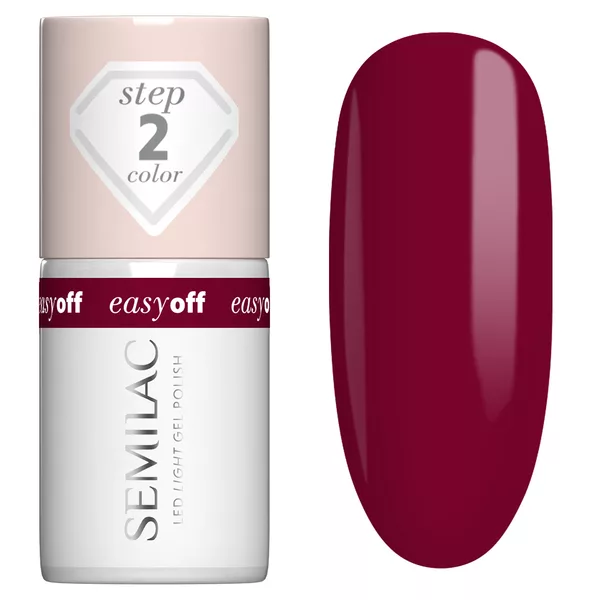 Semilac Easy Off Led Light, utwardzany lakier do paznokci do usunięcia zmywaczem, L19 Cherry Coke, 7ml