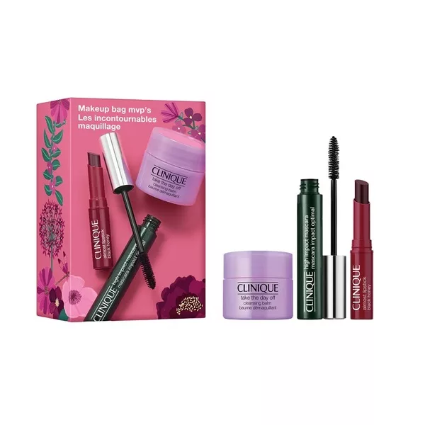 Clinique Makeup Bag MVP\'s zestaw tusz do rzęs 7ml + pomadka do ust 1.2g + balsam do demakijażu 15ml