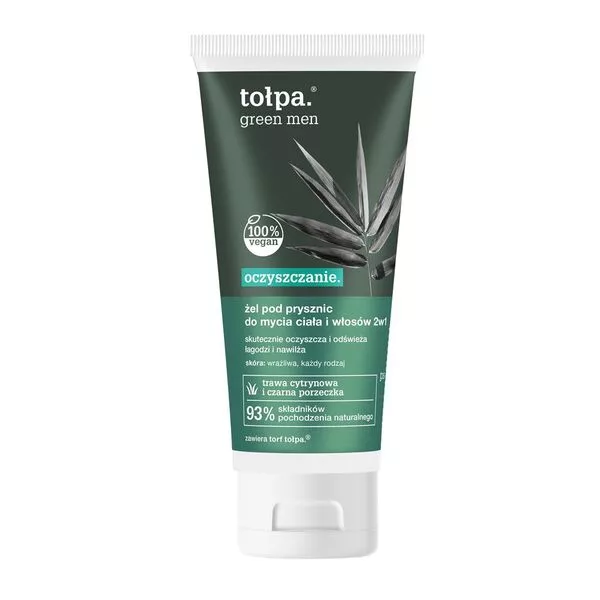 Tołpa Green, oczyszczający żel pod prysznic do mycia ciała i włosów 2w1, 200ml