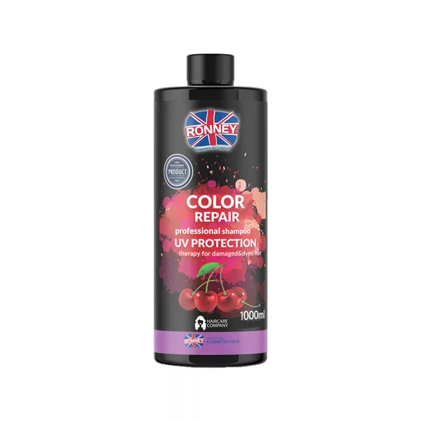 Ronney Professional Shampoo Color Repair Cherry UV Protection, Szampon do włosów farbowanych WIŚNIOWY 1000ml