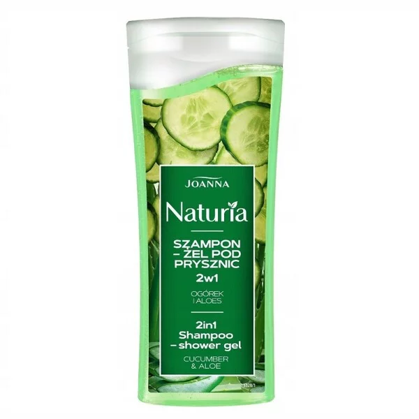 Joanna Naturia, szampon żel pod prysznic 2w1 ogórek i aloes, 100ml