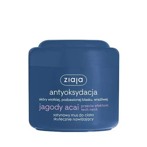 Ziaja Antyoksydacja, satynowy mus do ciała skutecznie nawilżający z jagodami acai, 200ml