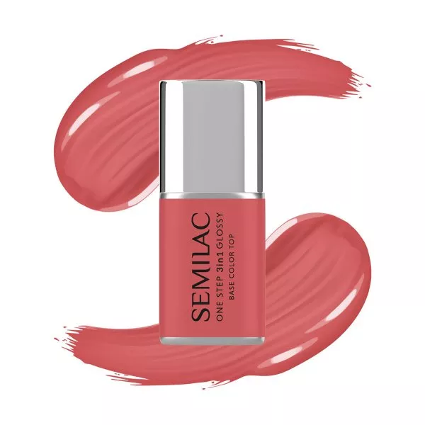 Semilac 3w1 One Step Glossy, lakier hybrydowy, S690 Coral Pink, 7ml