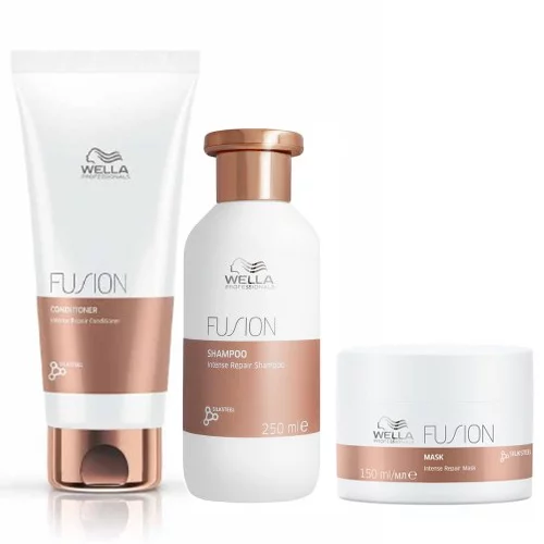 Wella Fusion, zestaw intensywnie odbudowujący, szampon + maska + odżywka