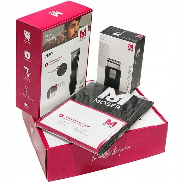 Moser zestaw prezentowy, Moser Neo + Mobile Shaver + peleryna gratis