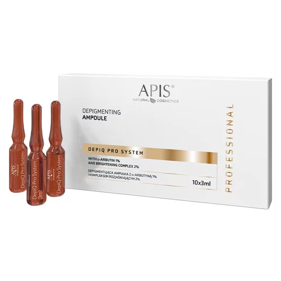 Apis Depiq Pro System, depigmentująca ampułka z α-arbutyną 1% i kompleksem rozjaśniającym 2%, 10x3ml