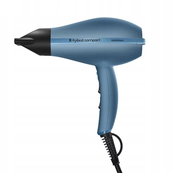 Gamma Piu X-Hybrid Compact, kompaktowa suszarka do włosów z dużą mocą, niebieskie avio, 1800-2100W
